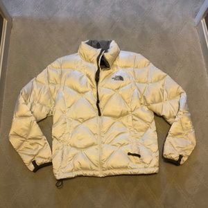 Pearl white North Face winter coat